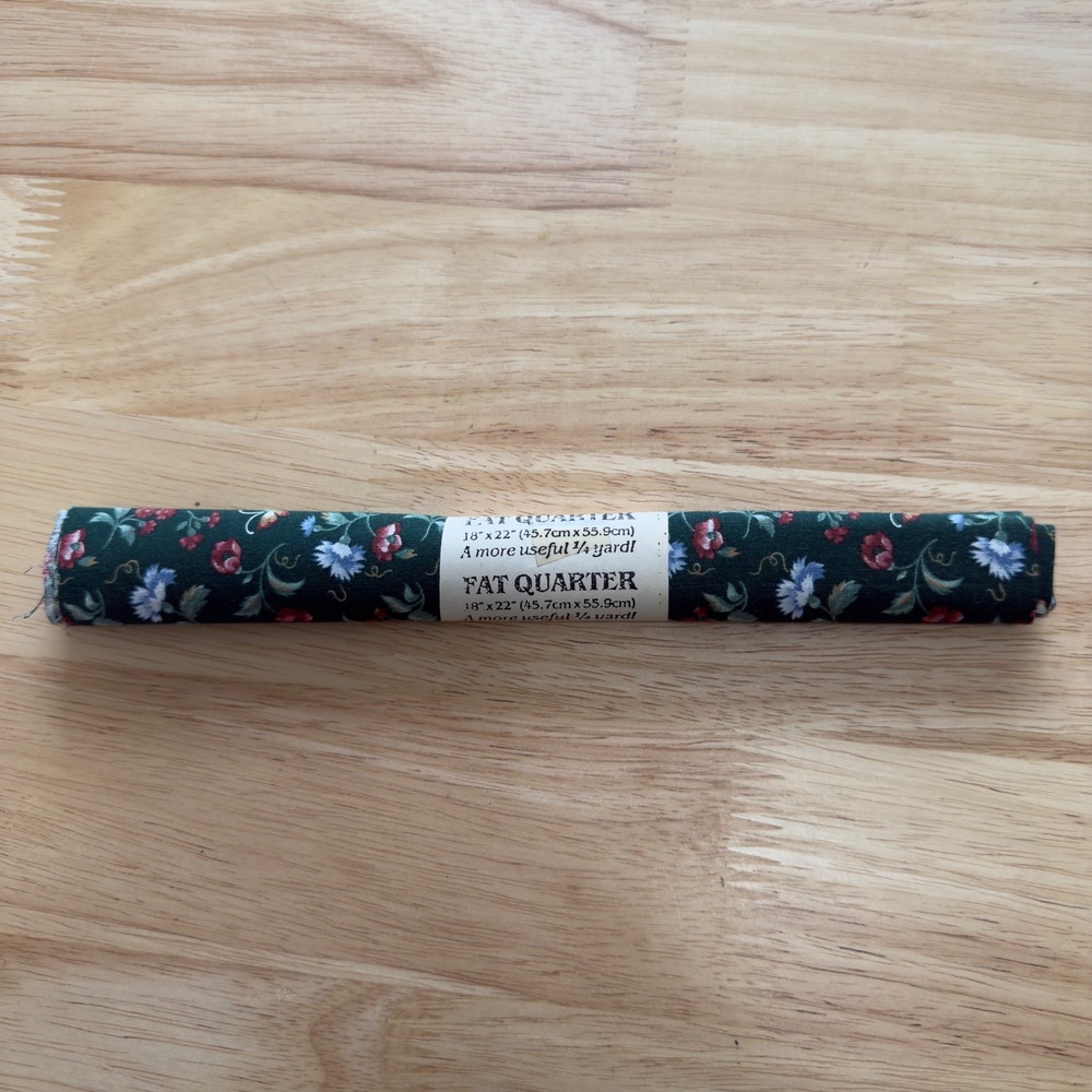Fat Quarter Recollections Cotton 18x22 Green Floral Print Fabric Crafter DIY